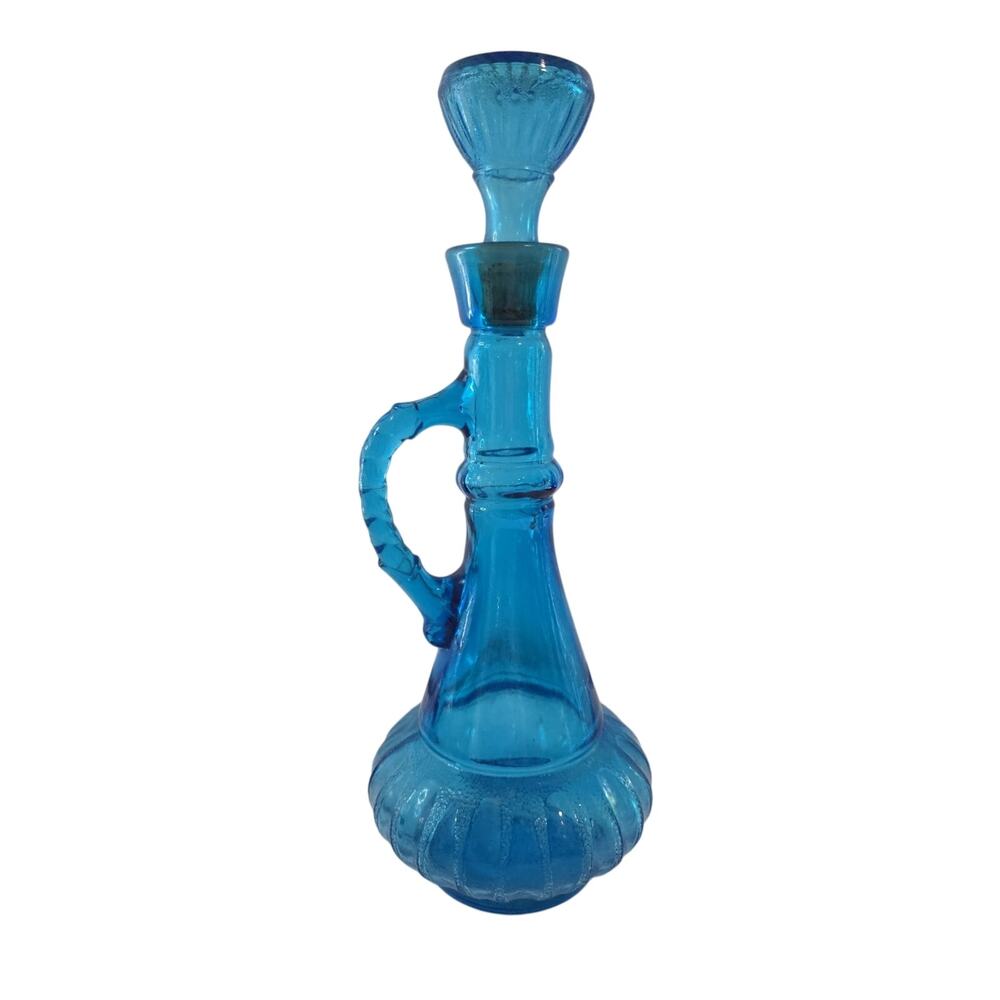 Vintage Jim Beam 13"T Genie Bottle Blue Glass Liquor Decanter Bottle 1973